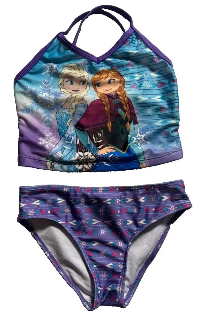 Disney Frozen Elsa and Anna Girls 2 Pc Swimsuit Size 6/6x